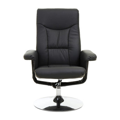 Black Leather Effect Reclining Chair | Denton