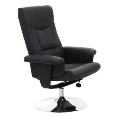 Black Leather Effect Reclining Chair | Denton