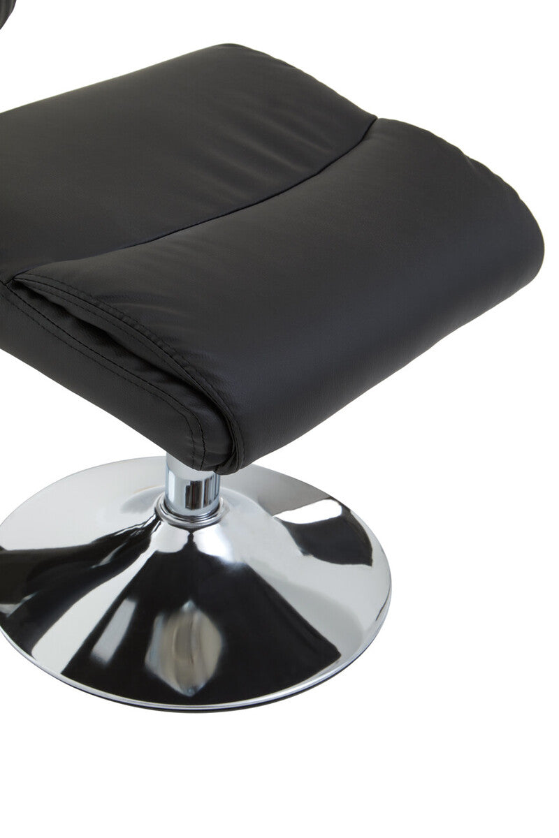 Black Leather Effect Reclining Chair with Footstool | Denton
