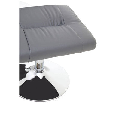 Grey Leather Effect Reclining Chair and Footstool | Denton