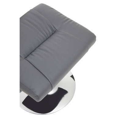 Grey Leather Effect Reclining Chair and Footstool | Denton