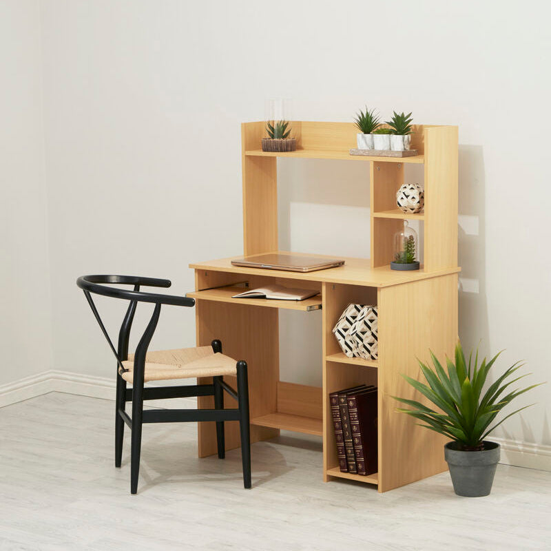 Natural Office Desk with Shelves | Bradbury