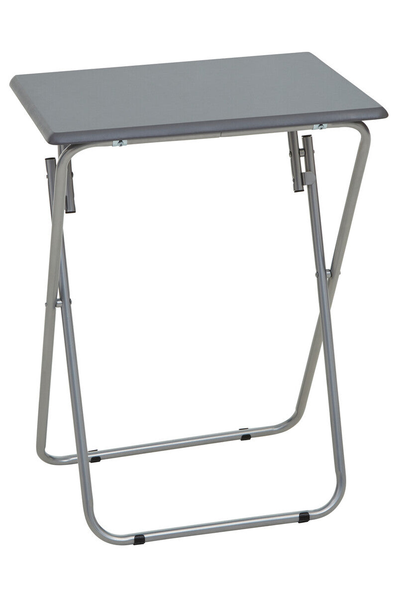 Grey Wooden Top Folding Table with Silver Frame | Bernie