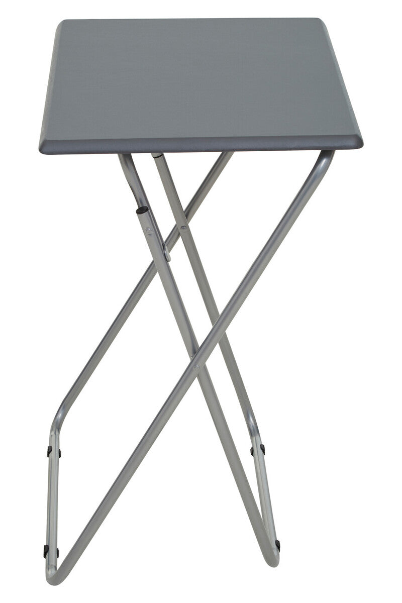 Grey Wooden Top Folding Table with Silver Frame | Bernie