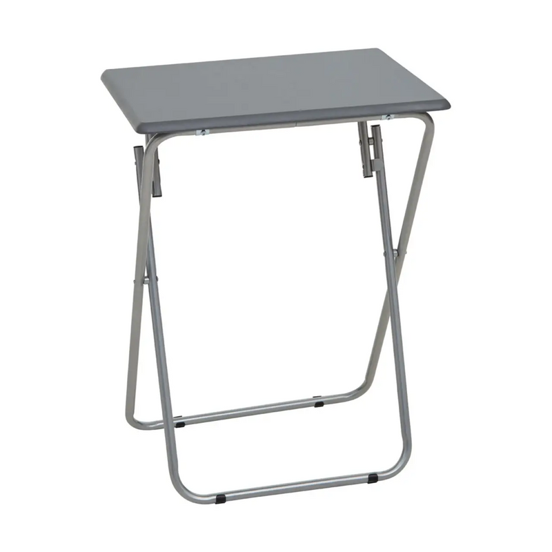 Grey Wooden Top Folding Table with Silver Frame | Bernie