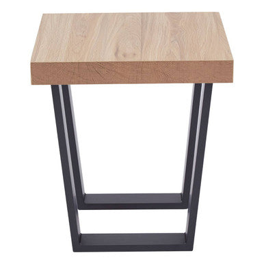 Natural Wood Square Side Table with U-Shaped Base, Oakton