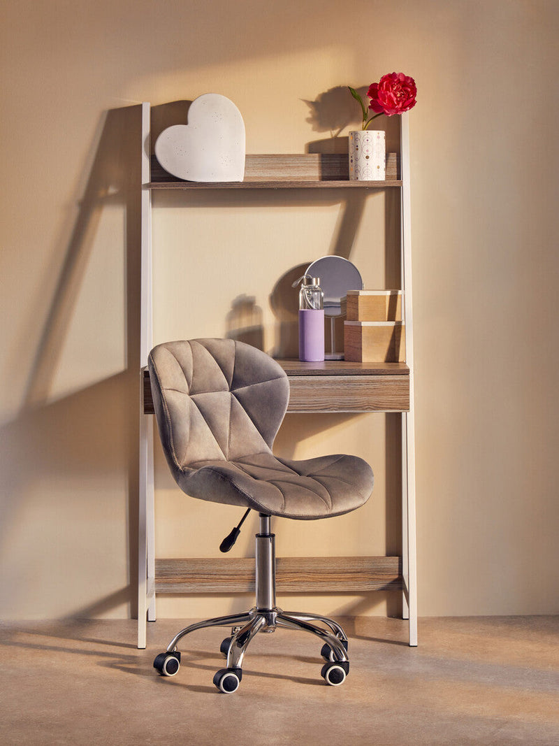 Grey Velvet Quilted Home Office Chair | Franki