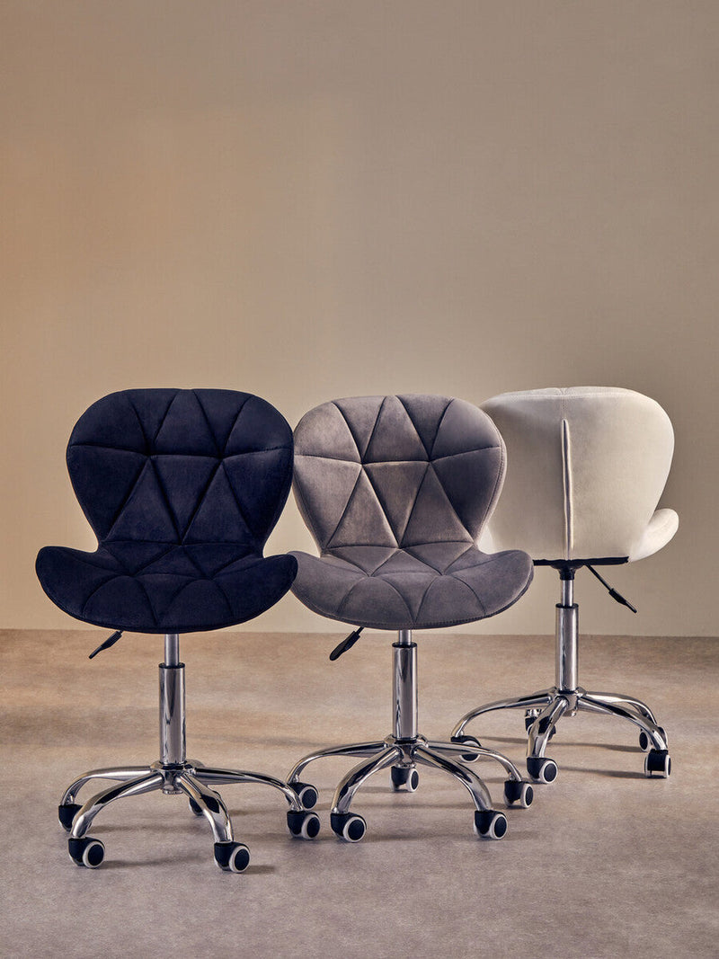Grey Velvet Quilted Home Office Chair | Franki