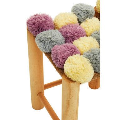 Grey Beige and Pink Pom Pom Stool | West Village