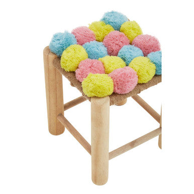 Pink Blue and Yellow Pom Pom Stool | West Village