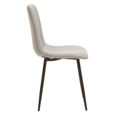 Set of 4 Light Grey Leather Effect Dining Chairs | Tiana