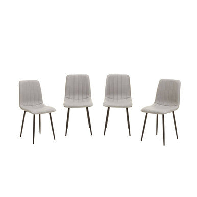 Set of 4 Light Grey Leather Effect Dining Chairs | Tiana