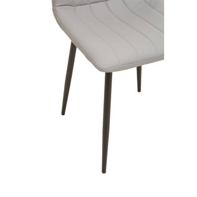 Set of 4 Light Grey Leather Effect Dining Chairs | Tiana