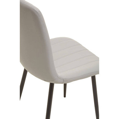 Set of 4 Light Grey Leather Effect Dining Chairs | Tiana