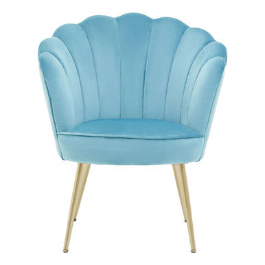 Aqua Blue Velvet Scalloped Chair | Ovala