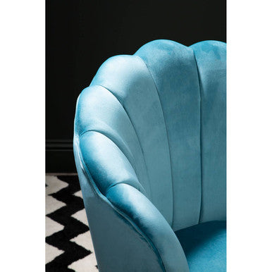 Aqua Blue Velvet Scalloped Chair | Ovala