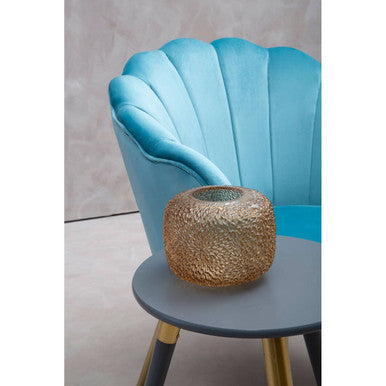 Aqua Blue Velvet Scalloped Chair | Ovala