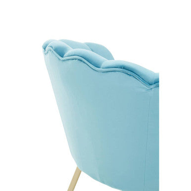 Aqua Blue Velvet Scalloped Chair | Ovala