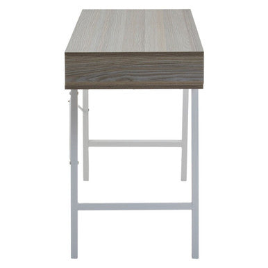 Light Oak Veneer Effect 2 Drawer Desk in White Finish Frame | Bradbury