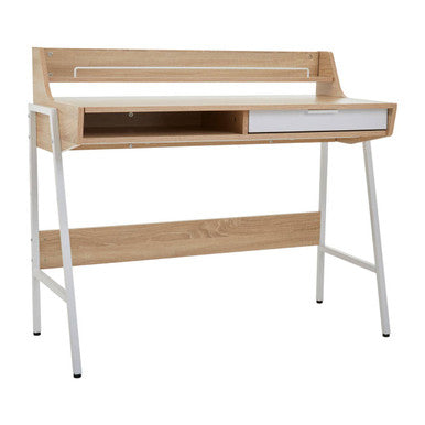 Natural Oak Veneer Effect One Drawer Desk | Bradbury