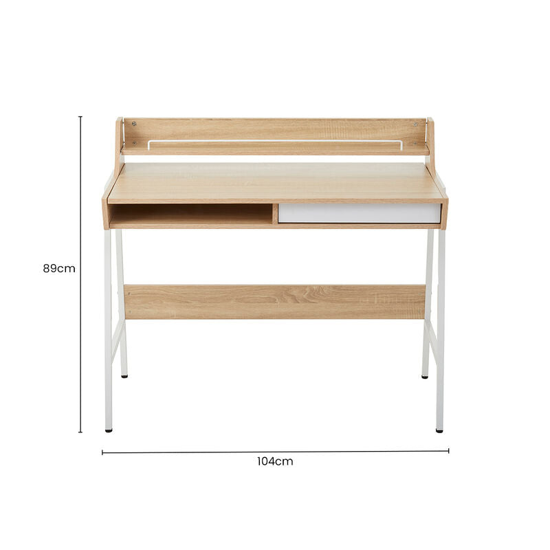 Natural Oak Veneer Effect One Drawer Desk | Bradbury