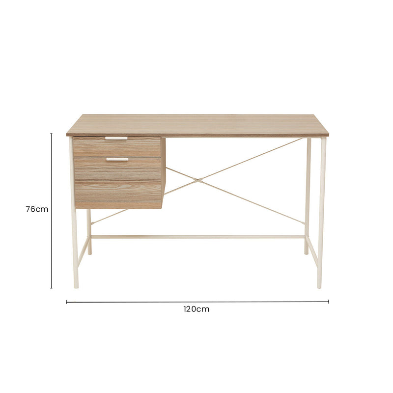 Light Oak Veneer Effect Desk with 2 Drawers | Bradbury