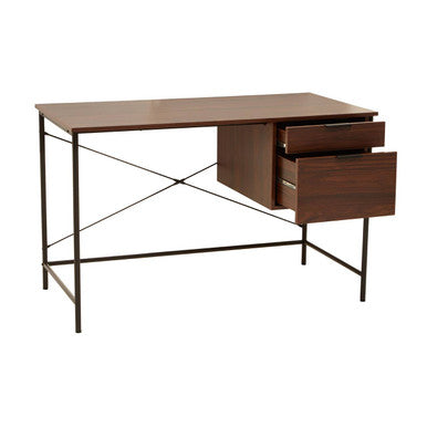 Dark Brown Walnut Veneer Effect Desk with Drawers | Bradbury