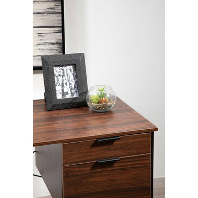 Dark Brown Walnut Veneer Effect Desk with Drawers | Bradbury