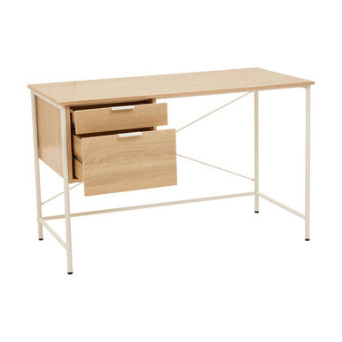 Natural Oak Veneer Desk with Drawers | Bradbury
