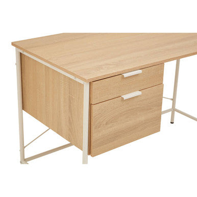 Natural Oak Veneer Desk with Drawers | Bradbury