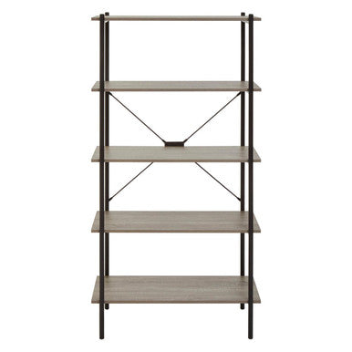 Five Tier Grey Oak Shelf Unit | Bradbury