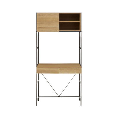 Natural Oak Effect Desk with Drawer and Shelves | Bradbury