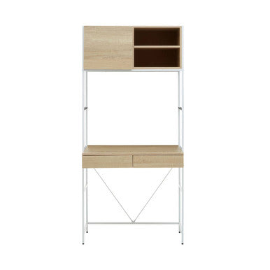 Natural Oak Veneer Effect 2 Drawer Desk | Bradbury