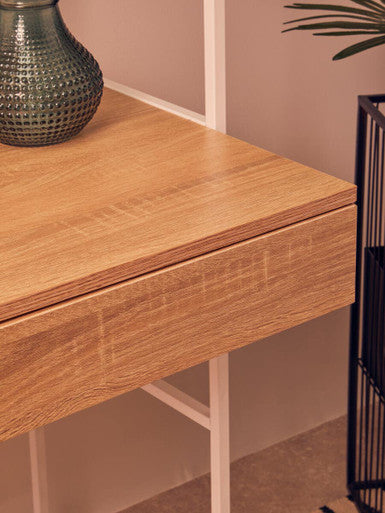 Natural Oak Veneer Effect 2 Drawer Desk | Bradbury