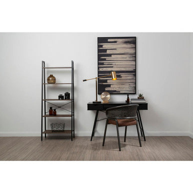 Five Tier Dark Oak Veneer Ladder Shelf Unit | Bradbury