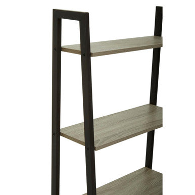 Five Tier Grey Oak Veneer Ladder Shelf Unit | Bradbury