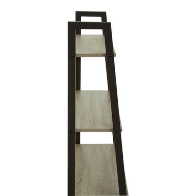 Five Tier Grey Oak Veneer Ladder Shelf Unit | Bradbury