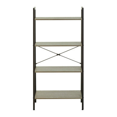 Four Tier Grey Oak Veneer Ladder Shelf Unit | Bradbury