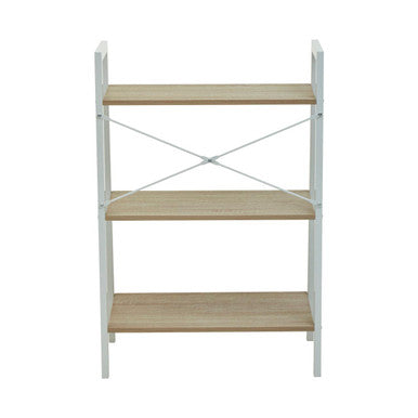 Three Tier Natural Oak Veneer Ladder Shelf Unit | Bradbury