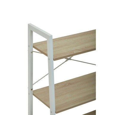 Three Tier Natural Oak Veneer Ladder Shelf Unit | Bradbury