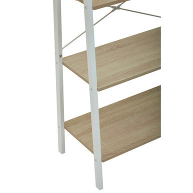 Three Tier Natural Oak Veneer Ladder Shelf Unit | Bradbury