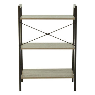 Three Tier Grey Oak Veneer Ladder Shelf Unit | Bradbury
