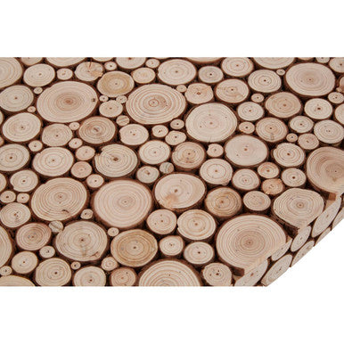 Natural Fir Wood Disc Mosaic Oval Coffee Table with Black Metal Hairpin Legs | Lacuna