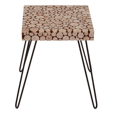 Black and Natural Square Side Table with Wood Top | Lacuna
