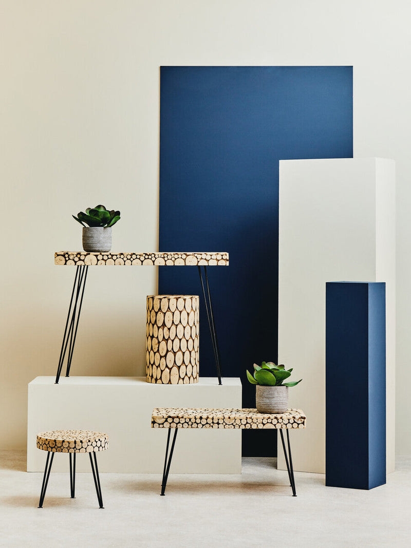 Black and Natural Coffee Table with Wood Top | Lacuna