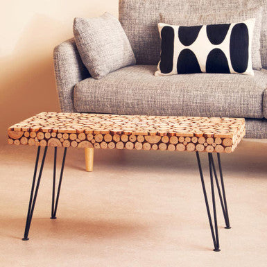 Black and Natural Coffee Table with Wood Top | Lacuna