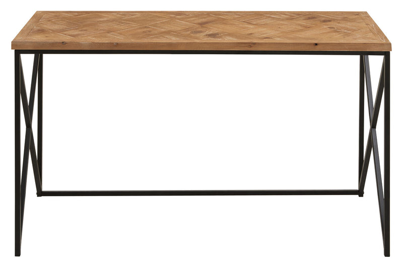 Natural Fir Wood Top Console Table with Black Metal Legs | Kickford