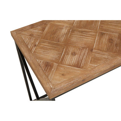 Natural Fir Wood Top Console Table with Black Metal Legs | Kickford