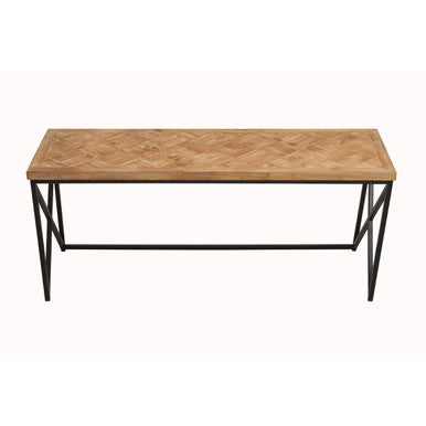 Natural Fir Wood Coffee Table with Black Metal Legs | Kickford