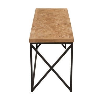 Natural Fir Wood Coffee Table with Black Metal Legs | Kickford